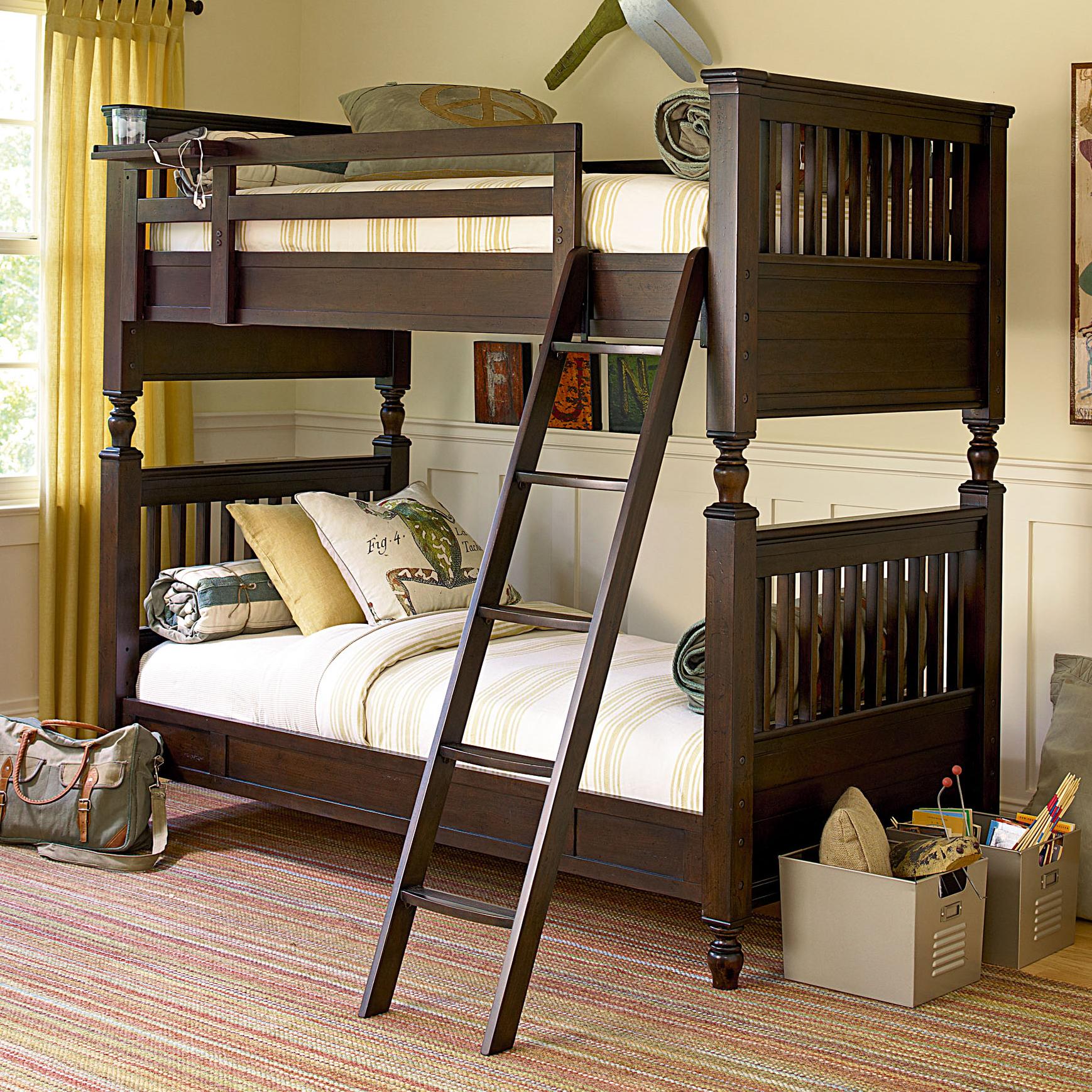Smartstuff Guys Twin Bunk Bed with Rail Post Design Belfort Furniture